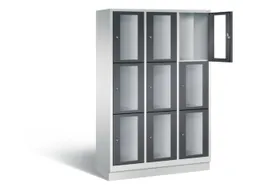 Lockerkast 1800x1200x500mm 3x3 vakken Cilinderslot, Sokkel RAL7021