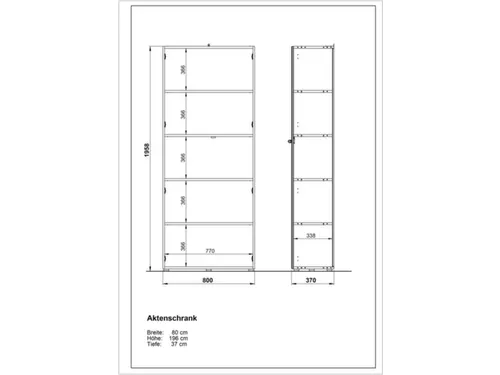 dossierkast,HxBxD 1960x800x370mm,5xhouten vloer,5ordnerhoogte