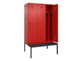 locker met bank,voor scheiding van kleding,HxBxD 2120x1200x815mm,3vak - 1