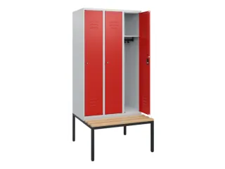 locker met bank,HxBxD 1950x900x815mm,3vak,vak B 300mm,cil.-slot - 2