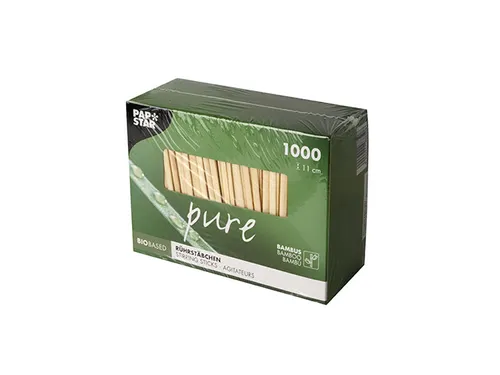 Roerstaafje Papstar 110x3mm bamboe 1000 stuks