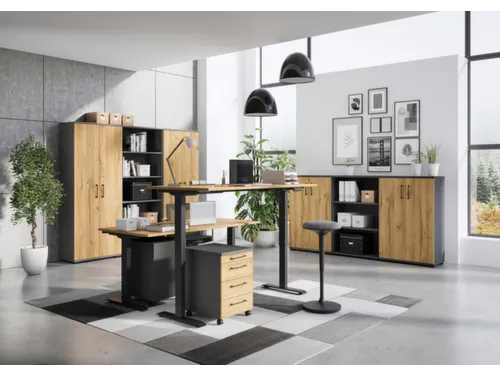 Elektrisch ihv bureau,HxBxD 710-1190x1600x800mm,blad Grandson-eiken