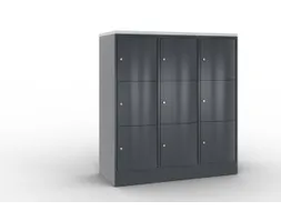 lockerkast cil.slot 1255x1150x540mm 3x3 vakken RAL7021 front RAL7021
