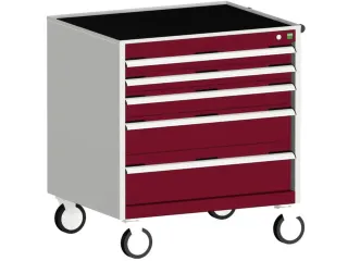 ladekast verrijdbaar 880x800x525mm 5laden romp RAL7035 front RAL3004 - 1
