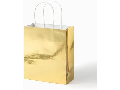 Cadeautas Folia goud kraft 18x21x8cm 7 stuks