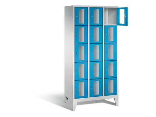 Lockerkast 1850x900x500mm 3x5 vakken Cilinderslot Poten, RAL5012