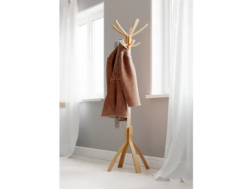 Cafe houten kapstok met 10 haken in licht hout 176 cm.