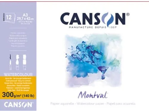 Montval aquarel wit fijne korrel 300g/m² A3 12 vellen