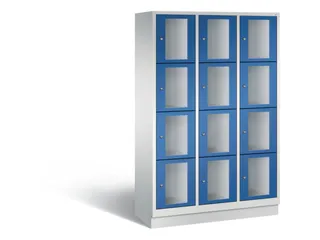 Lockerkast 1800x1200x500mm 3x4 vakken Cilinderslot, Sokkel, RAL5010 - 2