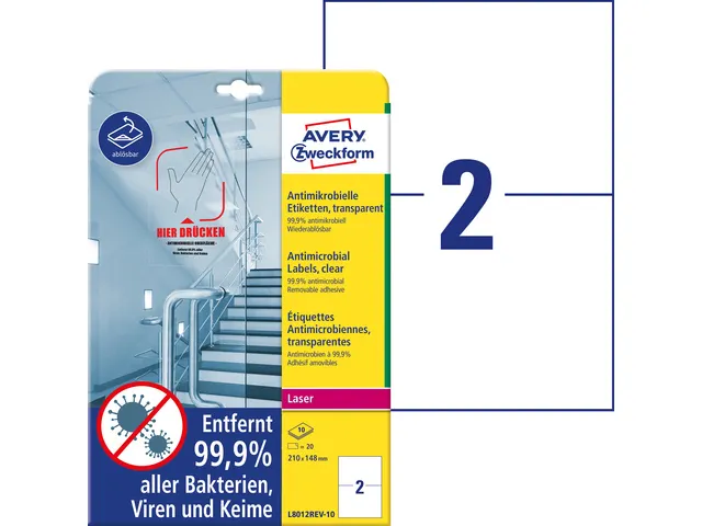 Antimicrobiële etiketten afneembaar transparant 210x148mm