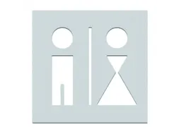 deurbord,wc dames/heren gescheiden,RVS,zelfklevend,HxB 160x160mm