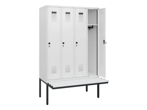 locker met bank,HxBxD 1950x1200x815mm,4vak,vak B 300mm,draaigrendel
