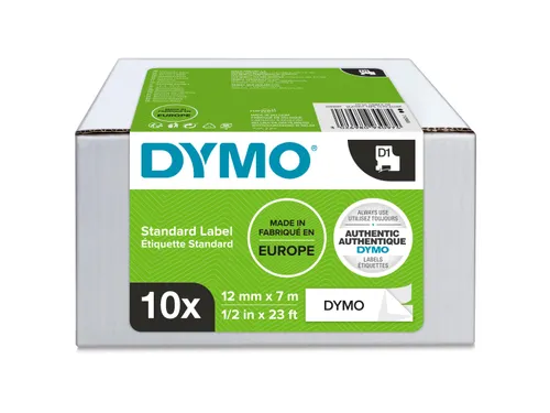 Labeltape Dymo 45013 LabelManager D1 polyester 12mm zwart op wit
