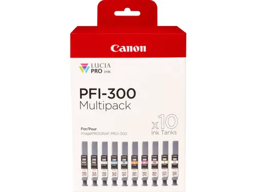 Canon PFI-300 MBK/PBK/CO/GY/R/C/M/Y/PC/PM-multipack 10 Stuks