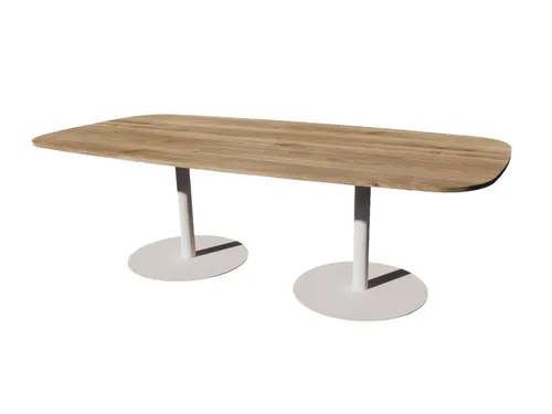 Linesto vergadertafel 240x120 deens ovaal honey castello 25mm wit