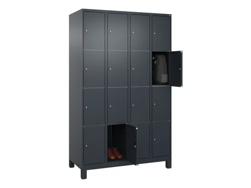 lockerkast,HxBxD 1950x1200x500mm,4x4vakken,vak B 300mm,cil.-slot
