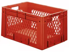 Euronorm Stapelkrat 320x600x400mm 60l Opengewerkt/Bodem Gesl. Rood
