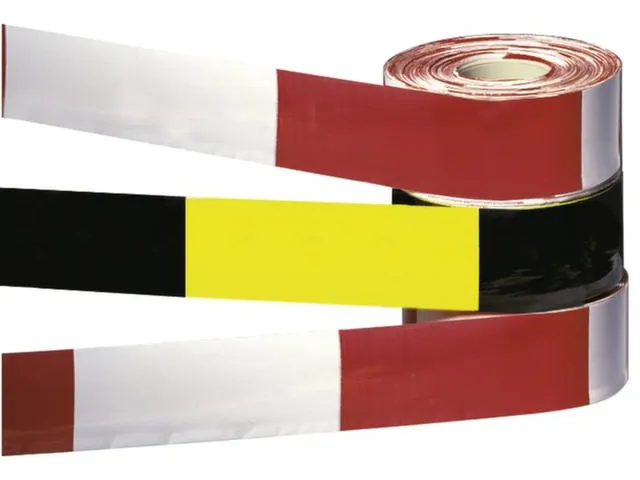 Afzetlint Pe L 500 M B 80 Mm Bedrukt Geel/zwart Gestreept