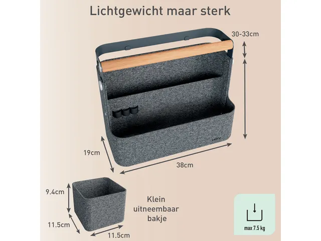 Leitz hangende draagbare bureau organizer met handvat donkergrijs