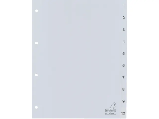 Tabbladen Kangaro A4 4-Gaats G410C 1-10 Genummerd Grijs Pp