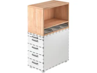 containeropzet,HxBxD 530x428x800mm,m. 3kunstst. inzetelementen DIN A4 - 1