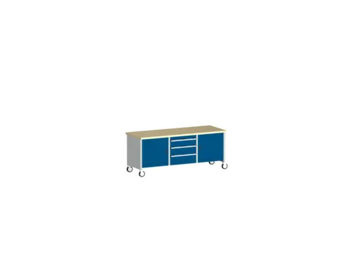 werkbank,verrijdbaar,HxBxD 840x2000x750mm,beukenblad,draagverm. 1200kg