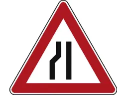verkeersbord,links versmalde rijbaan,conform StVO,aluminium
