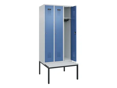 locker met bank,HxBxD 2120x900x815mm,3vak,vak B 300mm,cilinderslot