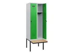 locker met bank,HxBxD 1950x600x815mm,2vak,vak B 300mm,draaigrendel