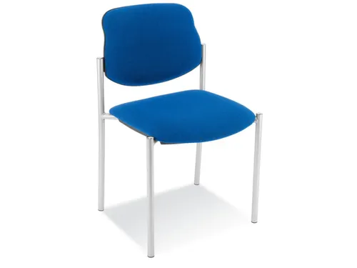 Bezoekersstoel,4Voeten Ronde Buis Aluminium-Zilver,Zitting Stof Blauw