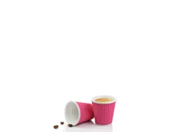 Beker porselein Les Artistes Paris 80ml met siliconen grip ribbel Roze