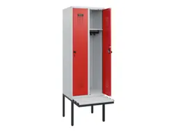 locker met bank,HxBxD 1950x600x815mm,2vak,vak B 300mm,draaigrendel