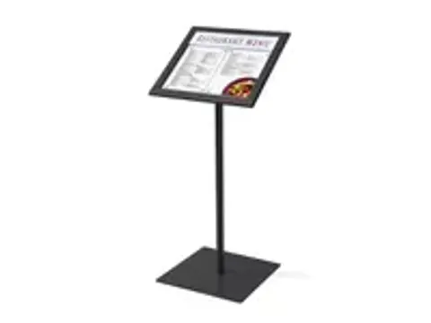 OUTLET Porte-menu sur pied verrouillable noir 2xA4 + panneau logo