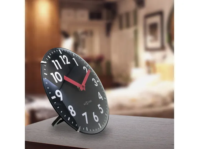 Horloge de table Nextime Duomo Mini 20 cm noir avec un verre bombé