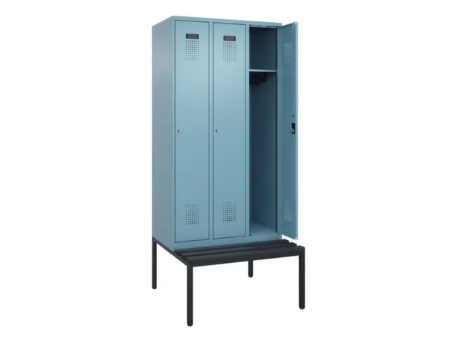 locker met bank,HxBxD 2120x900x815mm,3vak,vak B 300mm,cilinderslot