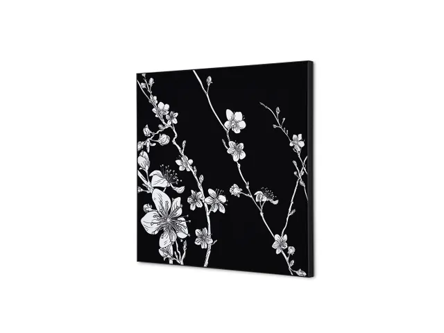 Wanddecoratie Textiel Set 40x40cm Japanse Bloesem Zwart