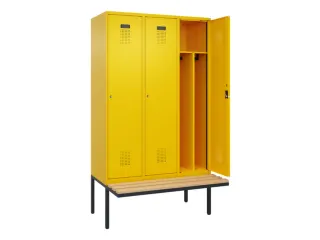 locker met bank,voor scheiding van kleding,HxBxD 2120x1200x815mm,3vak - 1