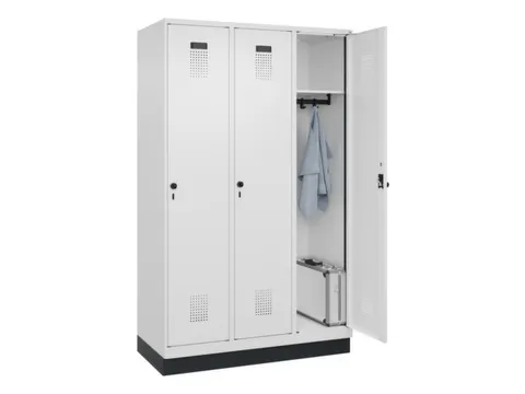 locker,HxBxD 1950x1200x500mm,3vak,vak B 400mm,draaigrendel,sokkel