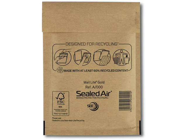 Mail Lite Gold Luchtkussenenveloppen A/000 110x160mm Kraft 200 stuks