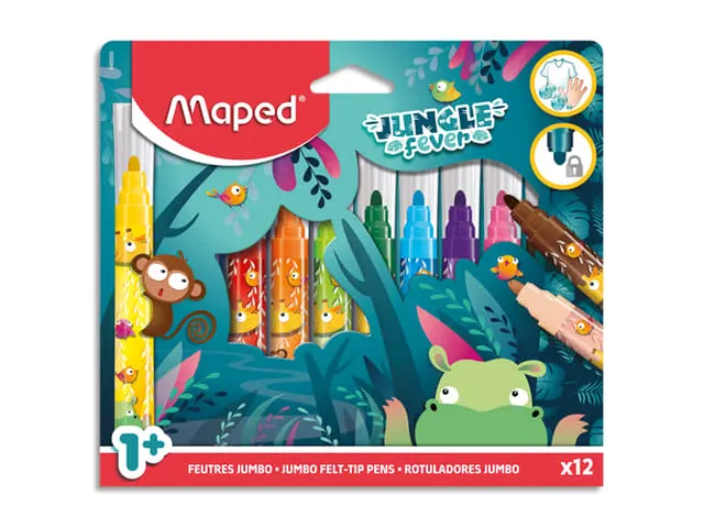Viltstift Maped Jungle Fever Jumbo set à 12 kleuren