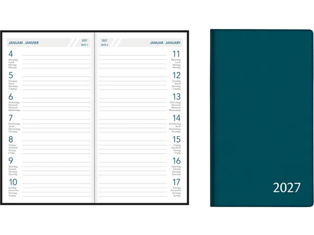 Timeplan zakagenda geassorteerde kleuren 7dag/1pagina 2026