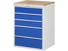 ladekast 1035x770x650mm 5laden cilinderslot RAL7035 RAL5010 beuken
