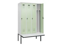 locker met bank,voor scheiding van kleding,HxBxD 2120x1200x815mm,4vak