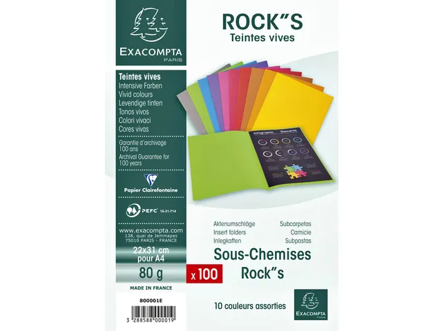 Vouwmap Exacompta ROCK'S A4 80g assorti 100 stuks