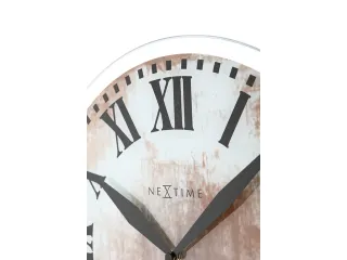 Wandklok Nextime Dia. 43cmx4.2cm Glas Wit 'romana' Romeinse cijfers - 9