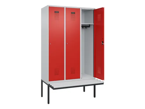locker met bank,HxBxD 2120x1200x815mm,3vak,vak B 400mm,cilinderslot