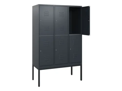 dubbeldekse locker,HxBxD 1950x1200x500mm,3x2vak.,vak B 400mm,cil.-slot