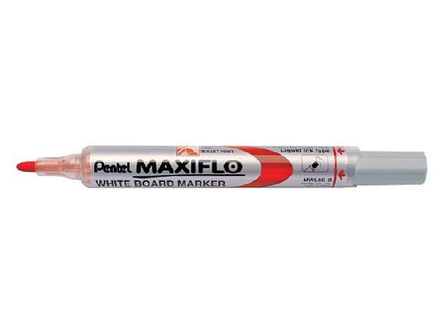 Viltstift Pentel MWL5 Maxiflo whiteboard rood 1mm | WhiteboardOnline.nl