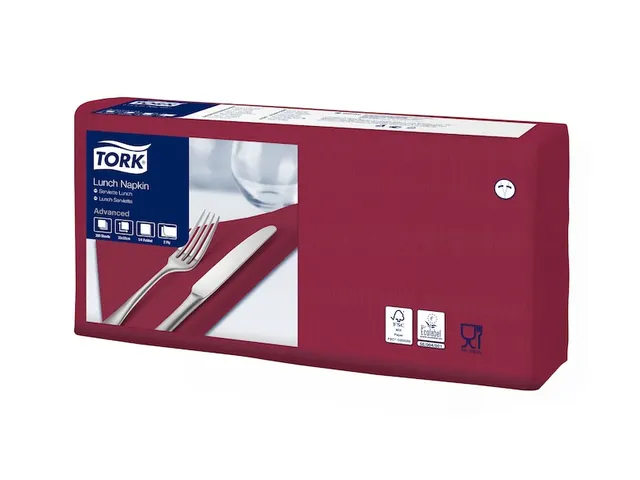 Servetten Tork 477213 2-laags 33x33cm rood 1/4 vouw 200st.
