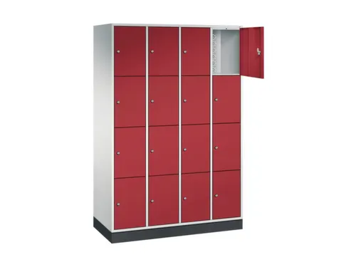 lockerkast,RAL 7035/RAL 3003,HxBxD 1950x1220x500mm,4x4vakken,cil.-slot